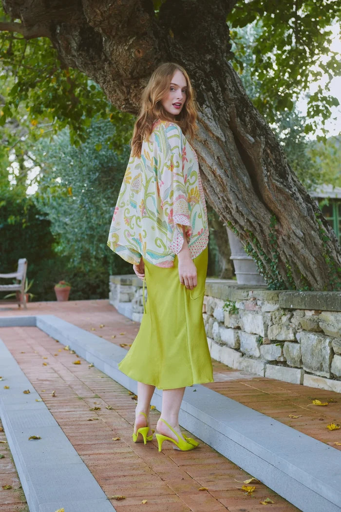 Giant Kantha Lime Short Kimono