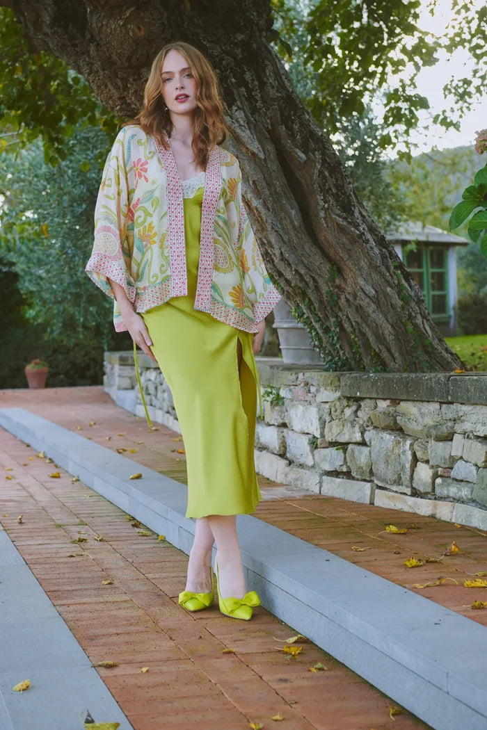 Giant Kantha Lime Short Kimono