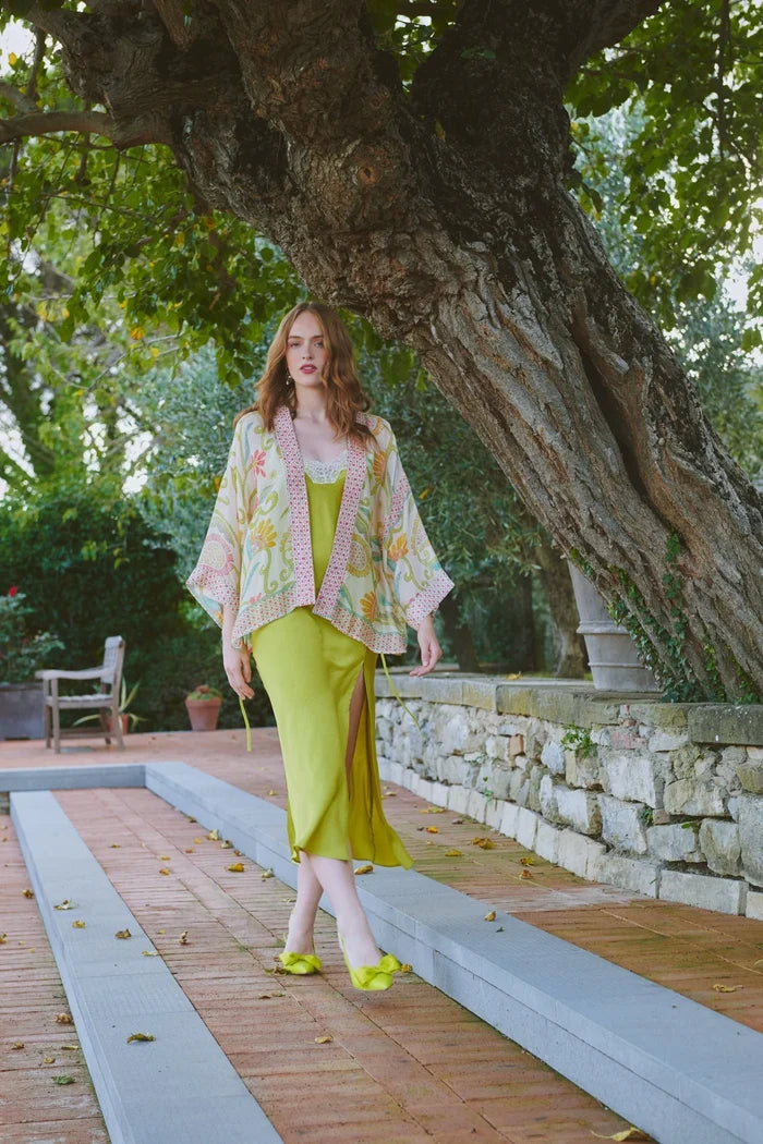 Giant Kantha Lime Short Kimono