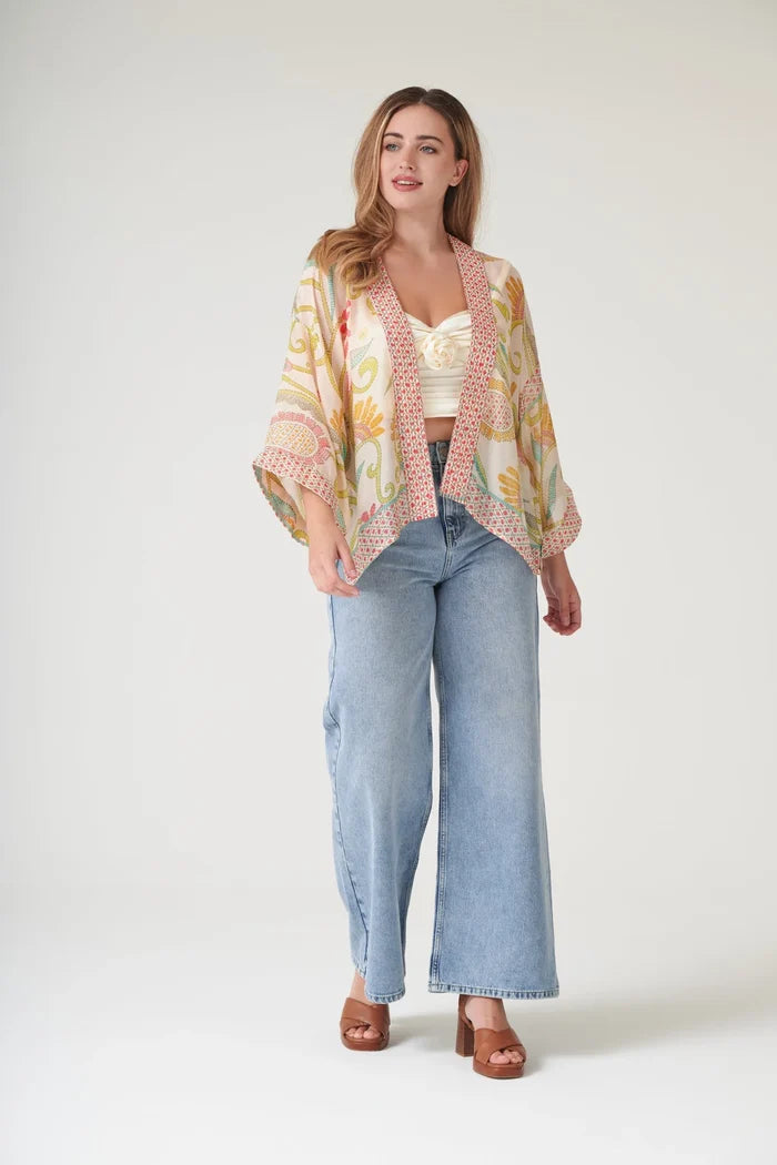Giant Kantha Lime Short Kimono