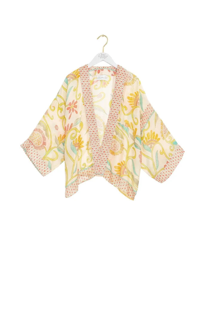 Giant Kantha Lime Short Kimono