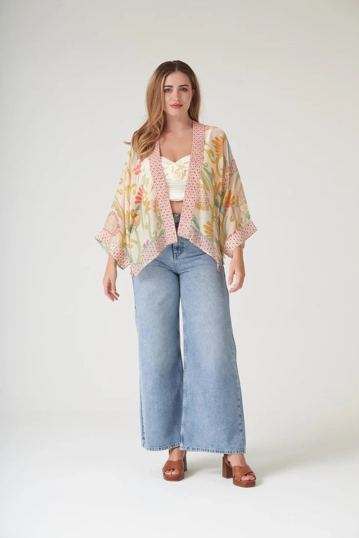 Giant Kantha Lime Short Kimono