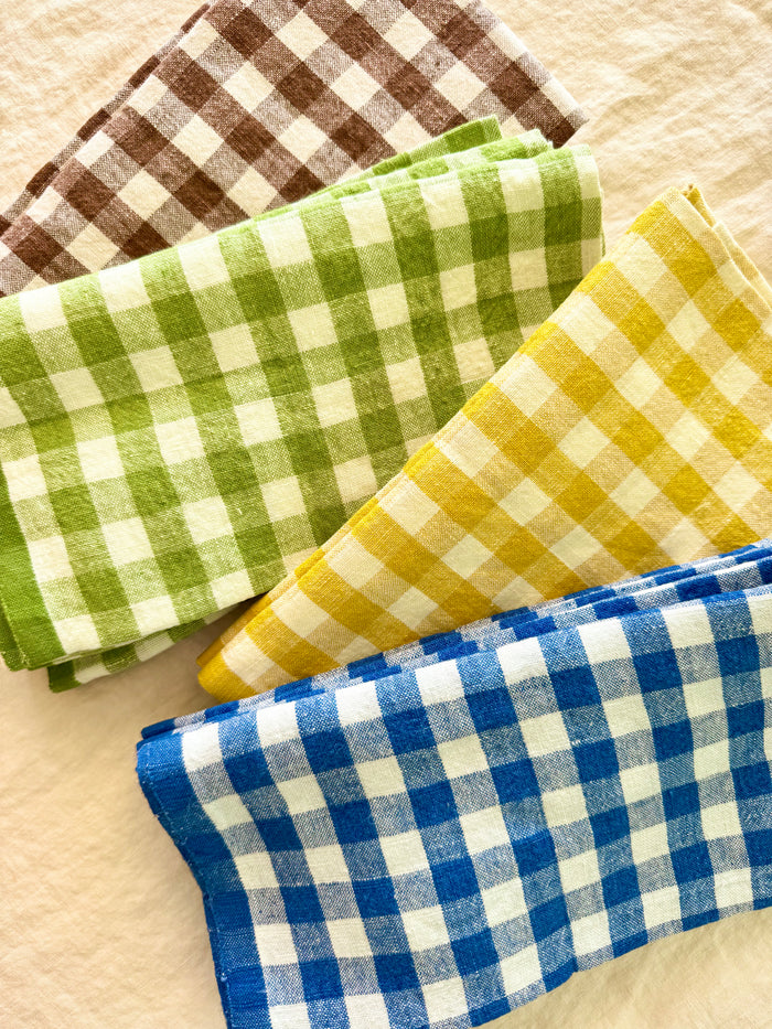 Gingham Belgian Linen Napkin - Blueberry - S/4
