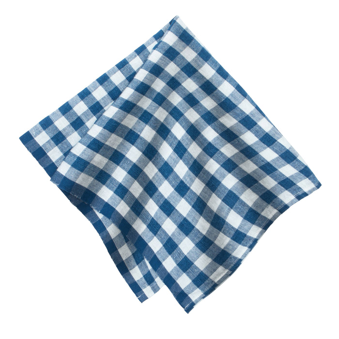 Gingham Belgian Linen Napkin - Blueberry - S/4