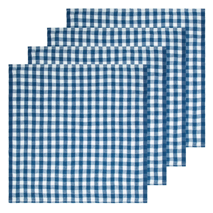 Gingham Belgian Linen Napkin - Blueberry - S/4