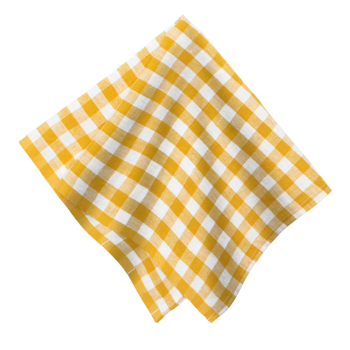 Gingham Belgian Linen Napkin - Mustard - Set of 4