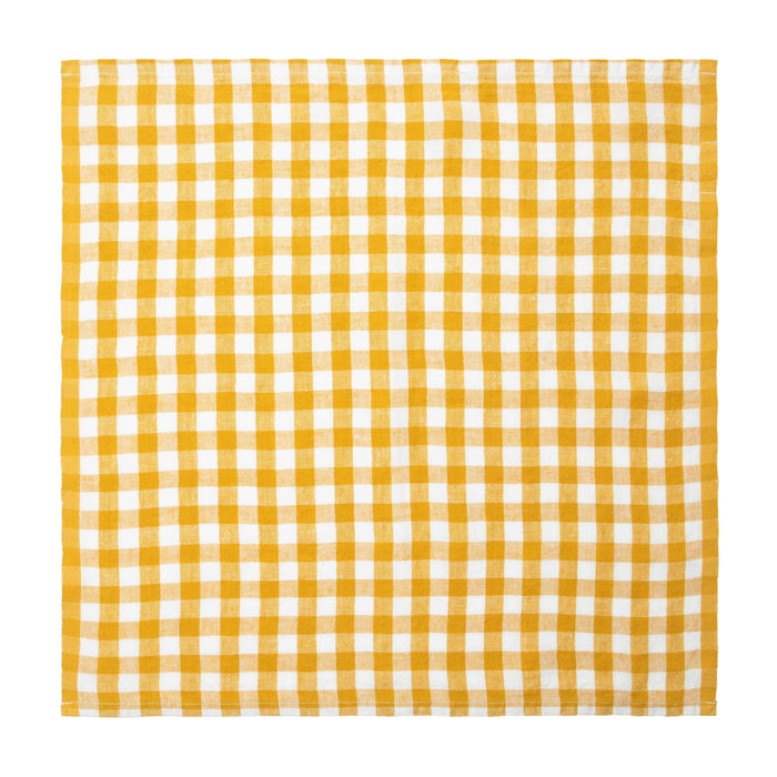 Gingham Belgian Linen Napkin - Mustard - Set of 4