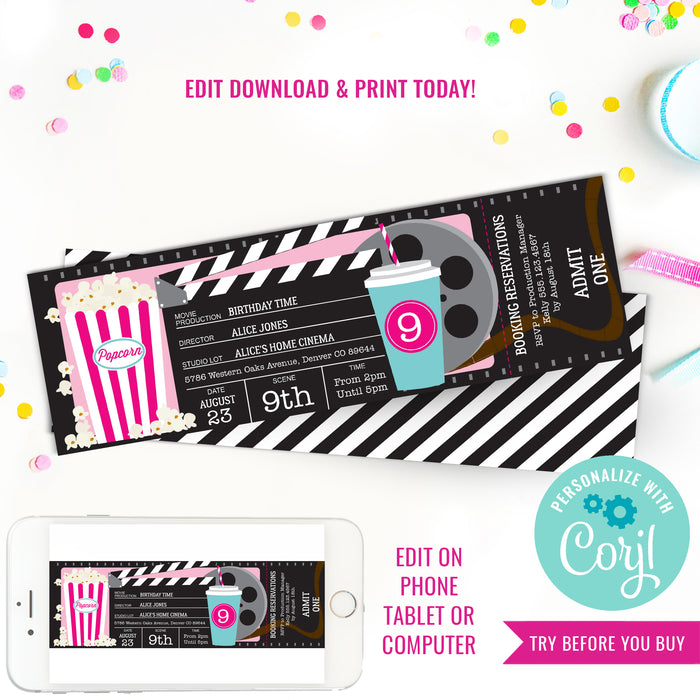 Girl Movie Party Invitation