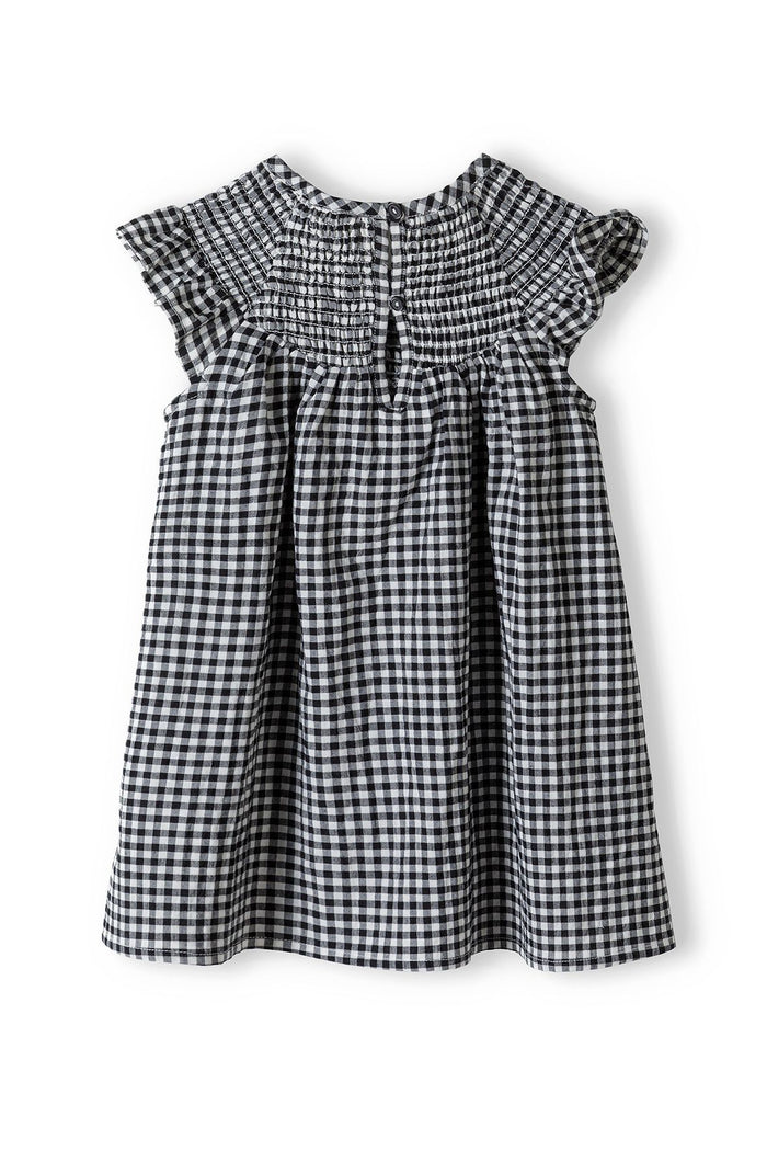 Smock Dress Frill Sleeve, Grey Gingham - 3