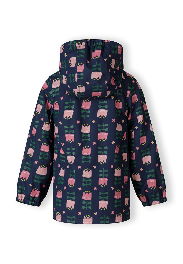 Printed Rain Jacket Navy Hooded Waterproof - 3