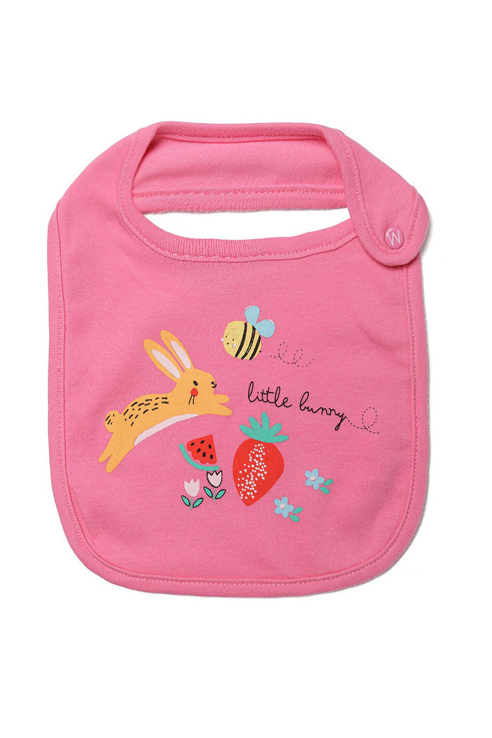 Feeding Bibs 2-Pack, Pink Bunny & Fruit Print - 2