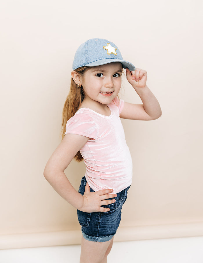Glitter Gold Terry Star Patch Hat