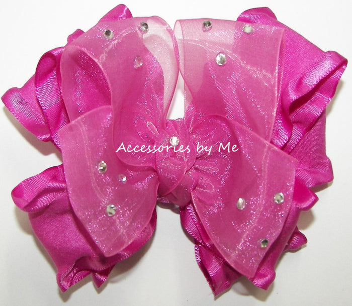 Wild Berry Organza Ruffle Hair Bow