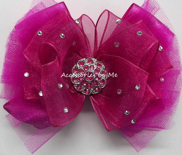 Glitzy Wild Berry Tutu Hair Bow