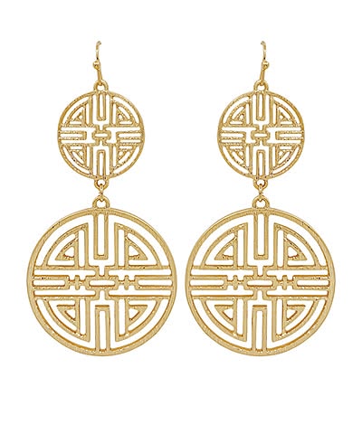 Gold Filigree Linked Circle Dangle Earrings