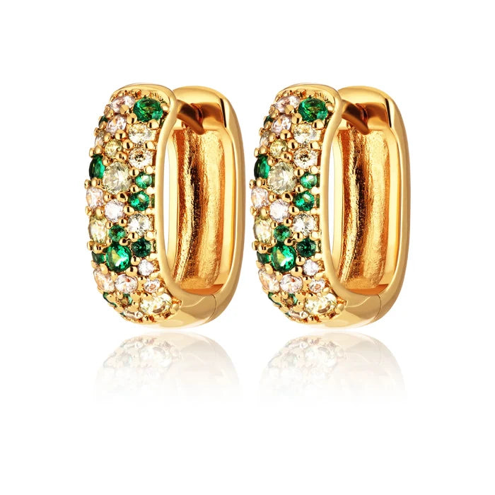 Gold Mosaic Chunky Huggie Hoop Earrings