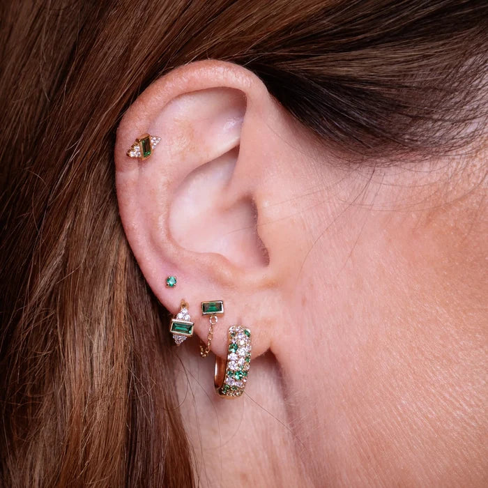 Gold Mosaic Chunky Huggie Hoop Earrings