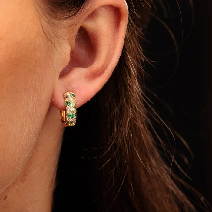 Gold Mosaic Chunky Huggie Hoop Earrings