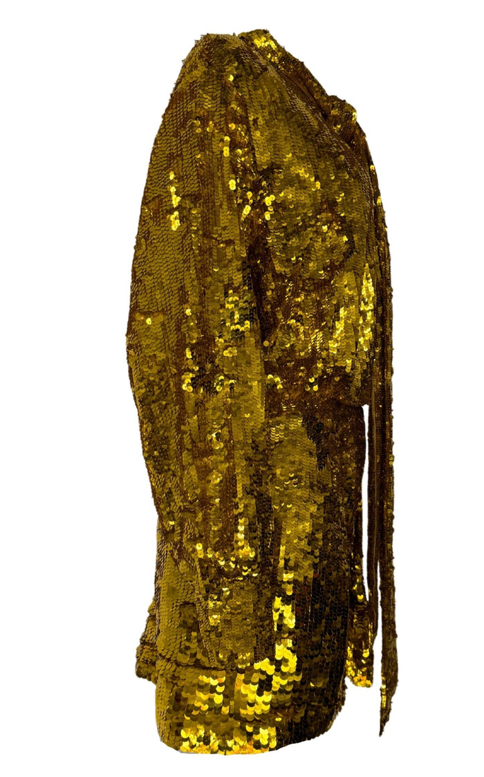 Valentino Sequin Tulle Mini Dress In Gold - Runway Catalog