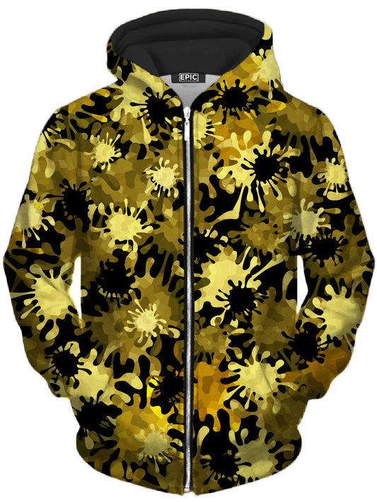 Gold Splatter Unisex Zip-Up Hoodie Sartoris Art Epic Hoodie
