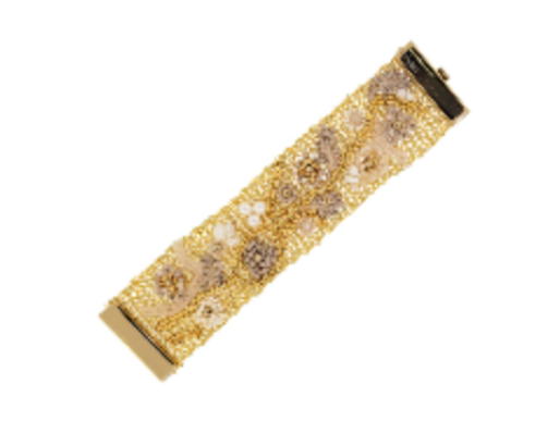 Gold-tone Bracelet with Intricate Woven Flowers