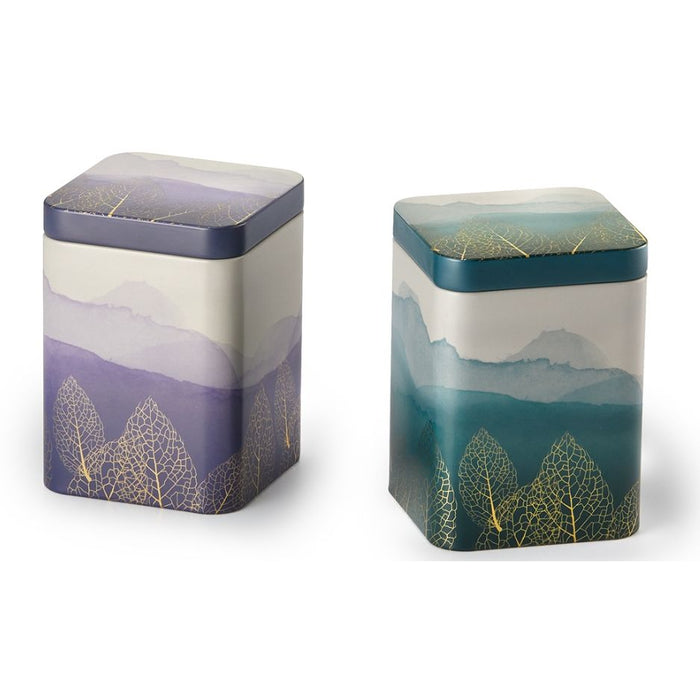 Golden Leaf Tea Tin, Purple or Blue