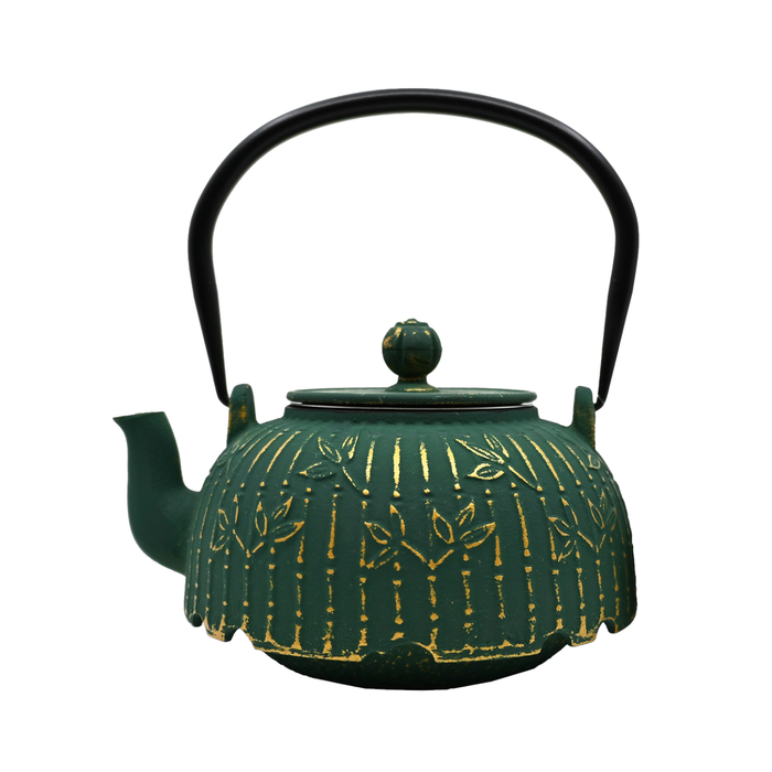 Green Bamboo Cast Iron Tea Pot, 32 oz