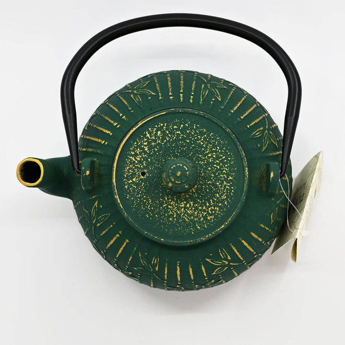 Green Bamboo Cast Iron Tea Pot, 32 oz