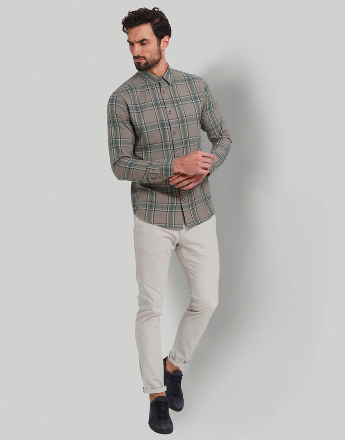 Green Check Full Sleeves Shirt