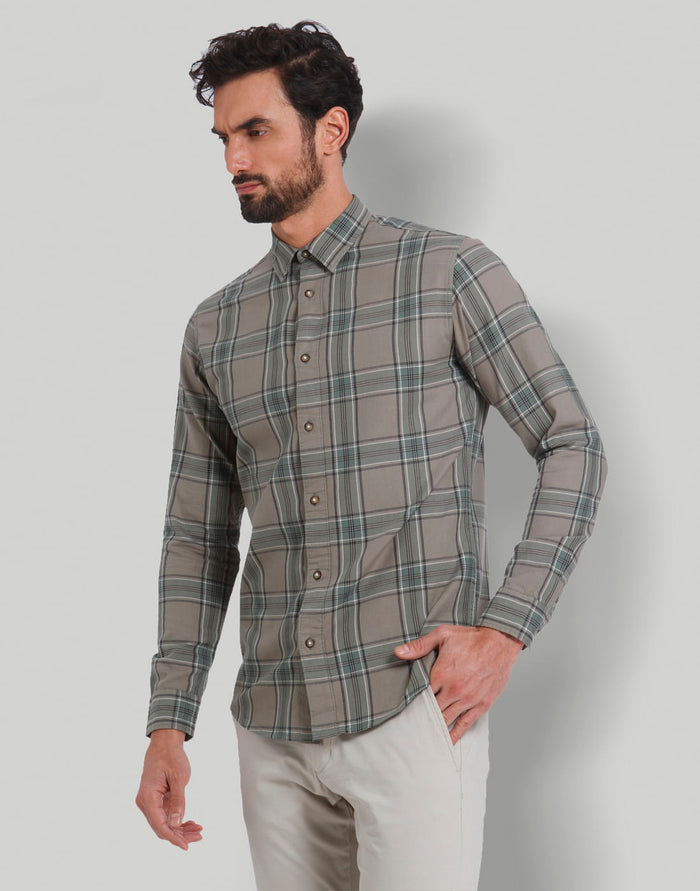Green Check Full Sleeves Shirt