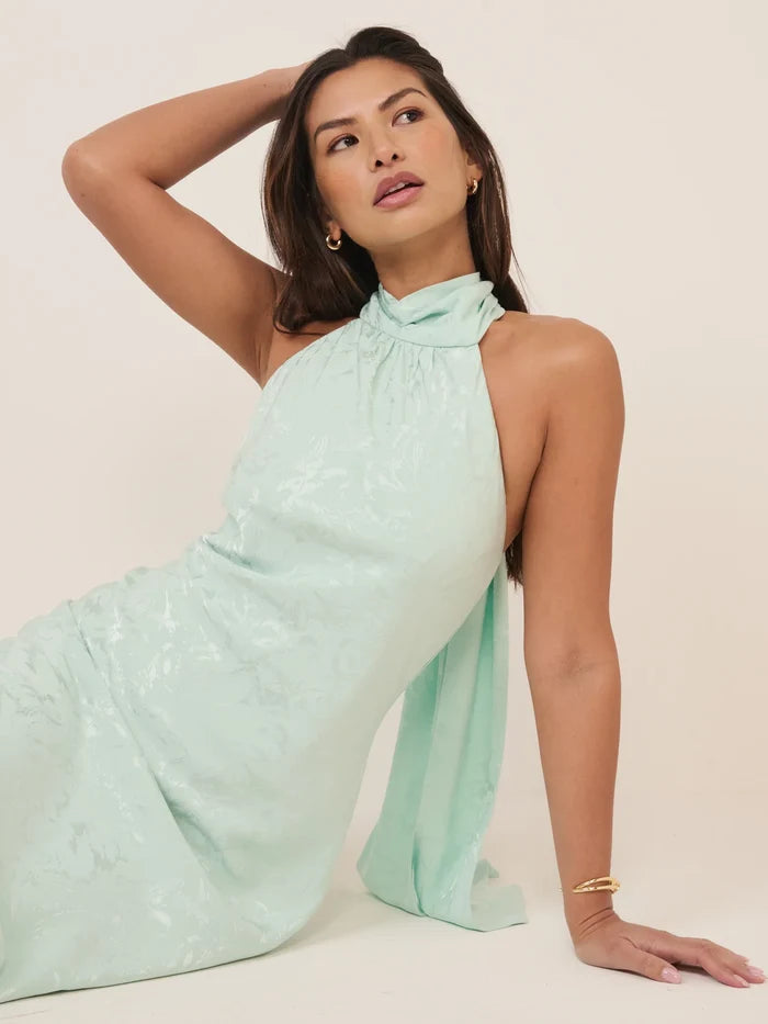 Green Floral Jacquard Fifi Maxi Dress