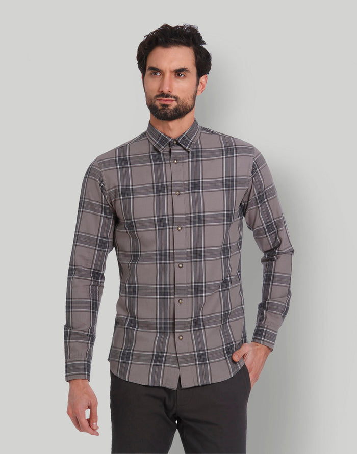 Grey Check Full Sleeves Shirt
