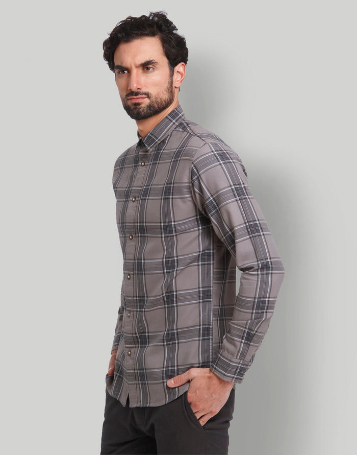 Grey Check Full Sleeves Shirt