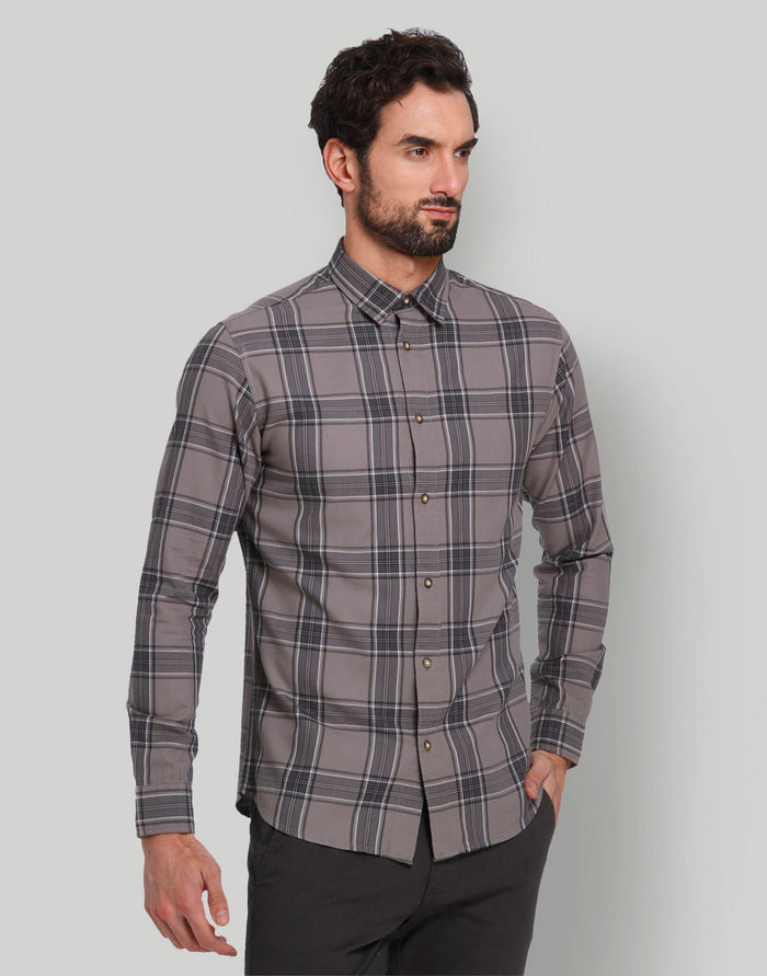 Grey Check Full Sleeves Shirt