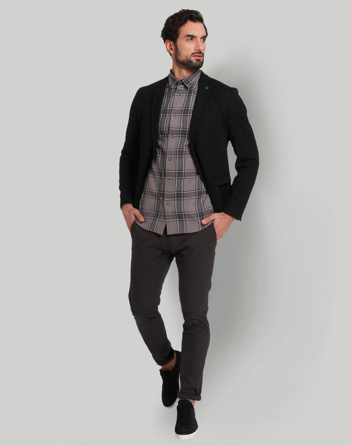 Grey Check Full Sleeves Shirt