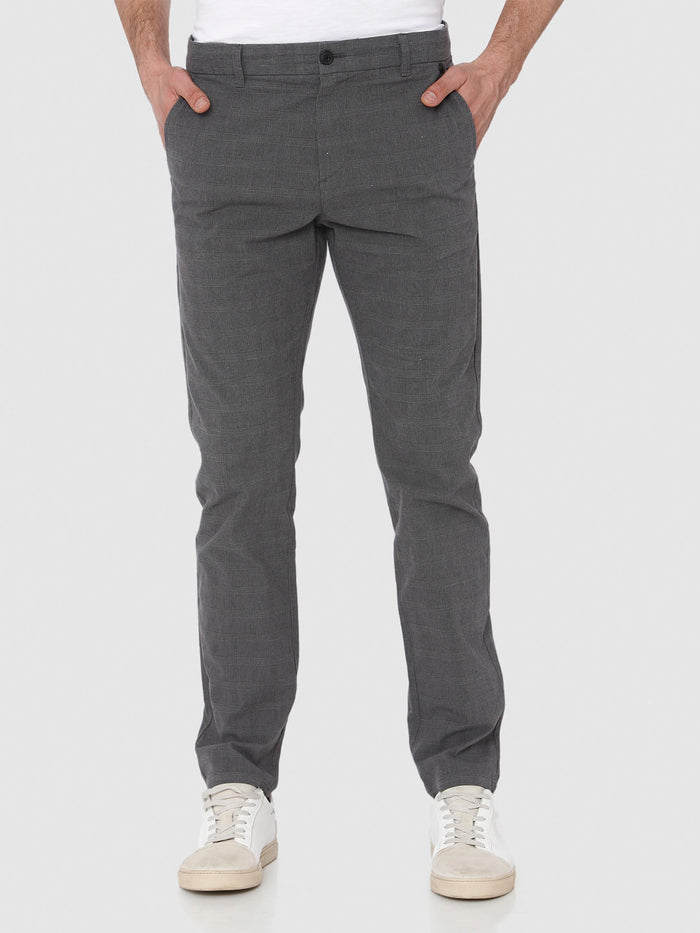 Grey Check Slim Fit Pants