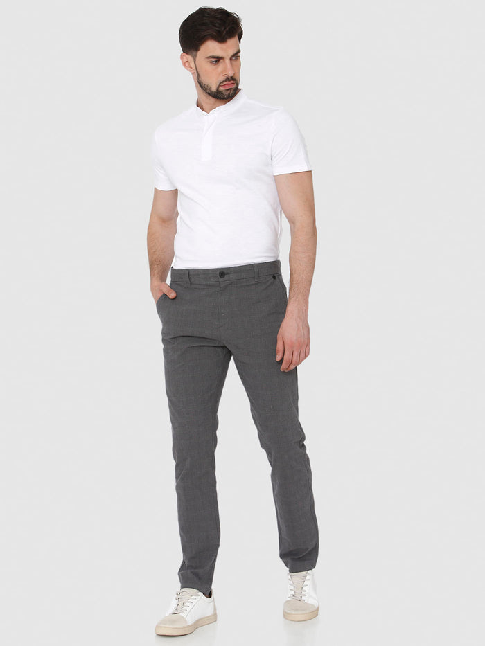 Grey Check Slim Fit Pants
