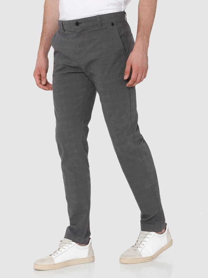 Grey Check Slim Fit Pants