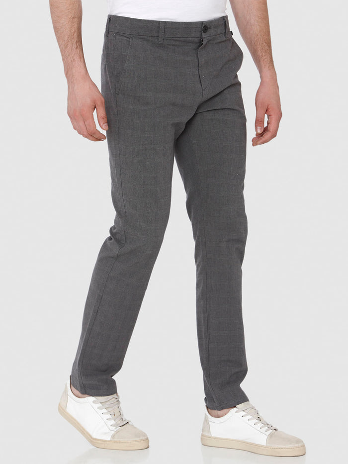 Grey Check Slim Fit Pants