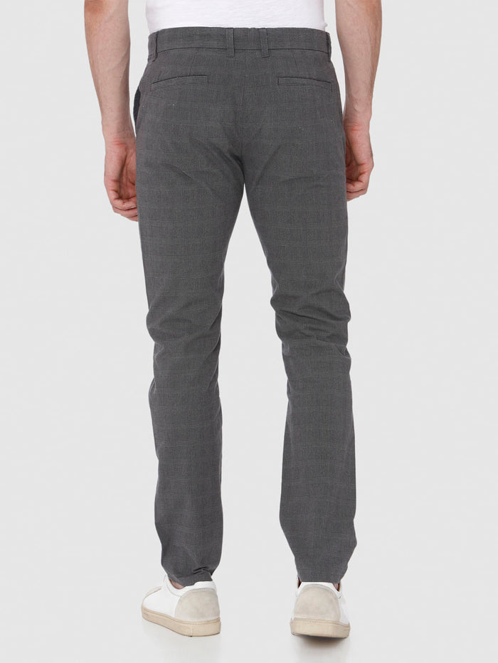 Grey Check Slim Fit Pants