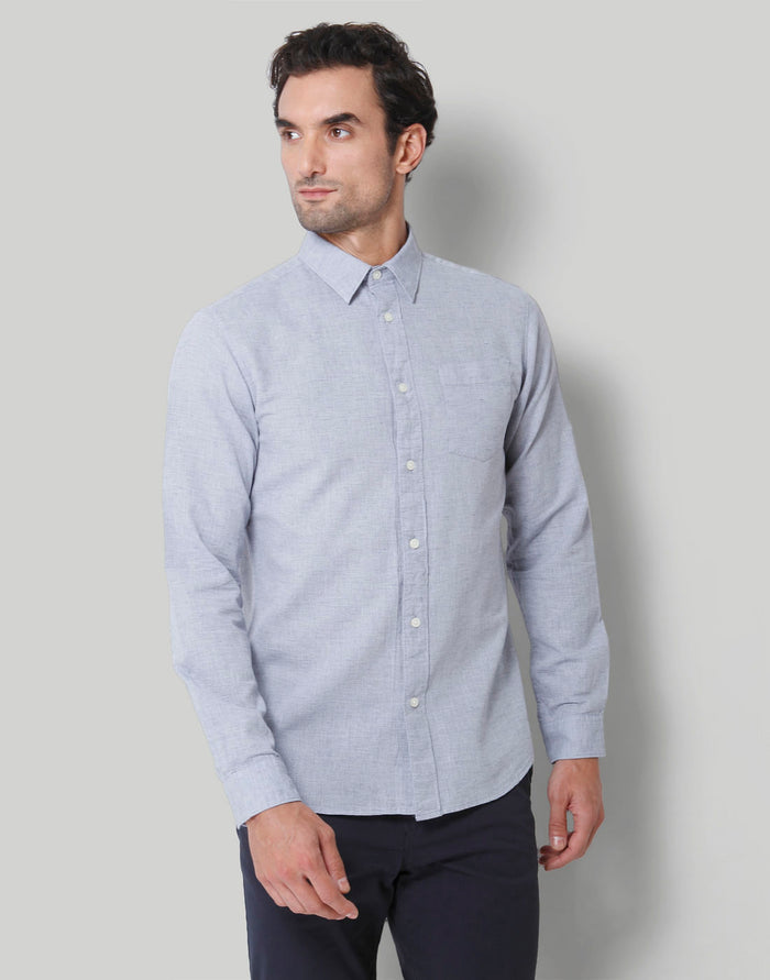 Grey Floral Print Full Sleeves Shirt
