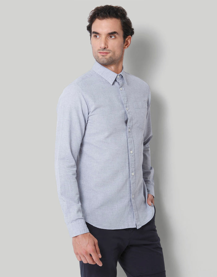 Grey Floral Print Full Sleeves Shirt