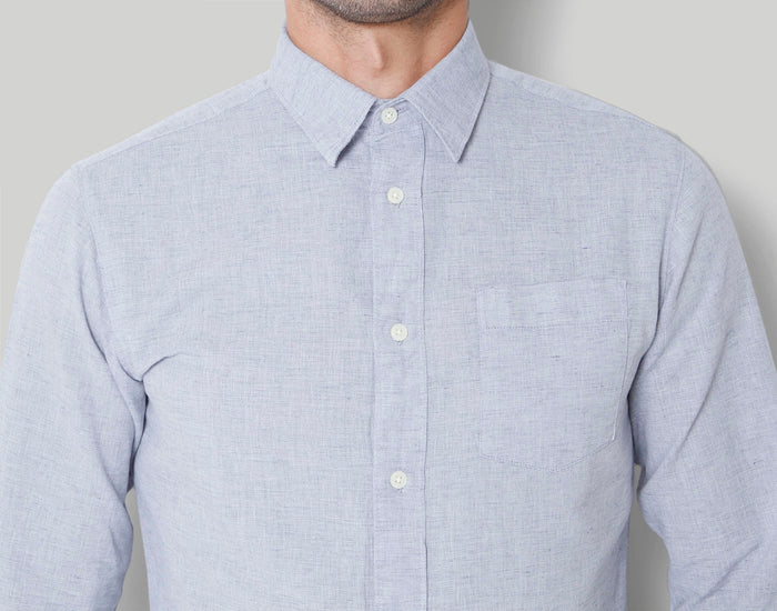 Grey Floral Print Full Sleeves Shirt