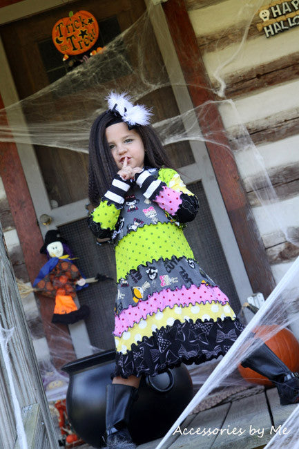 White Black Bat Organza Marabou Hair Bow