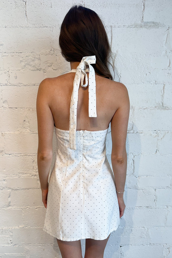 Halter Neck Polka Dot Mini Dress Back, adeline boutique, dallas boutique, boutique