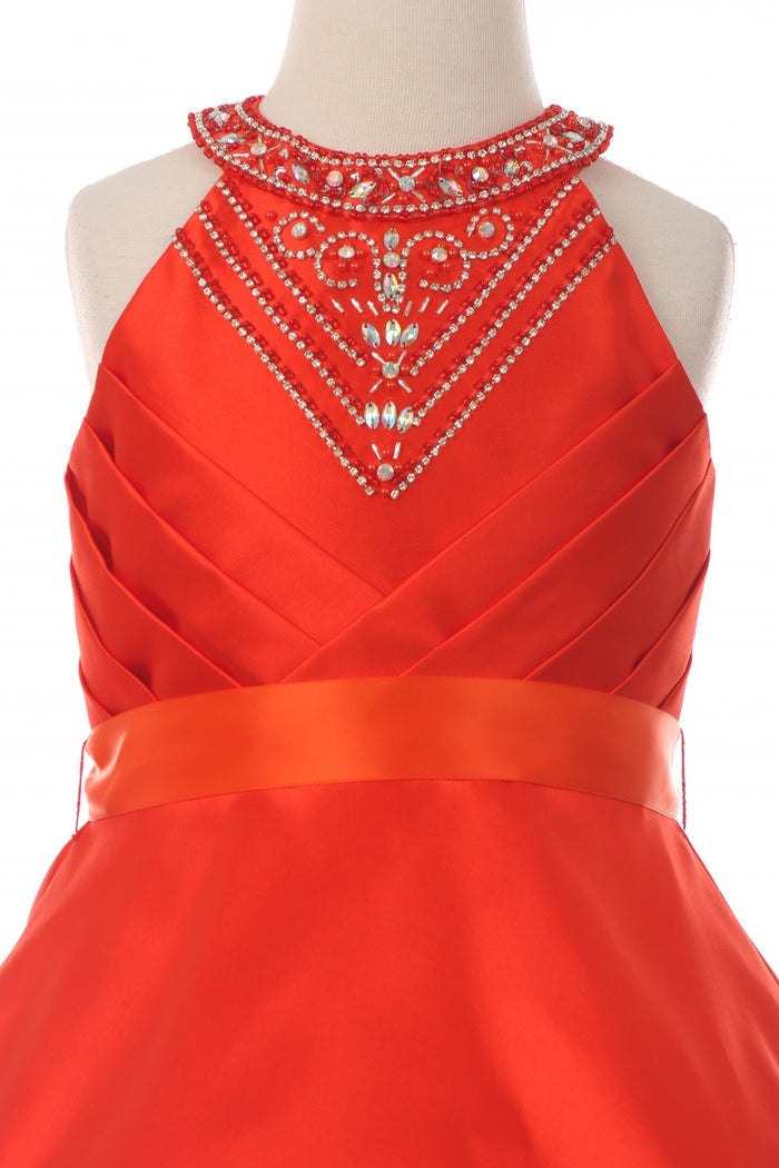 Halter Rhinestone Girl Party Dress by Cinderella Couture USA 5073