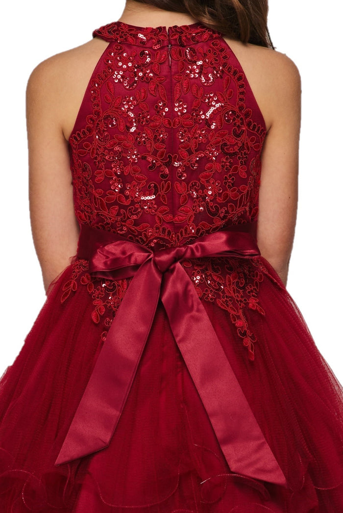 Halter Rhinestone Lace Girl Party Dress by Cinderella Couture USA AS5100