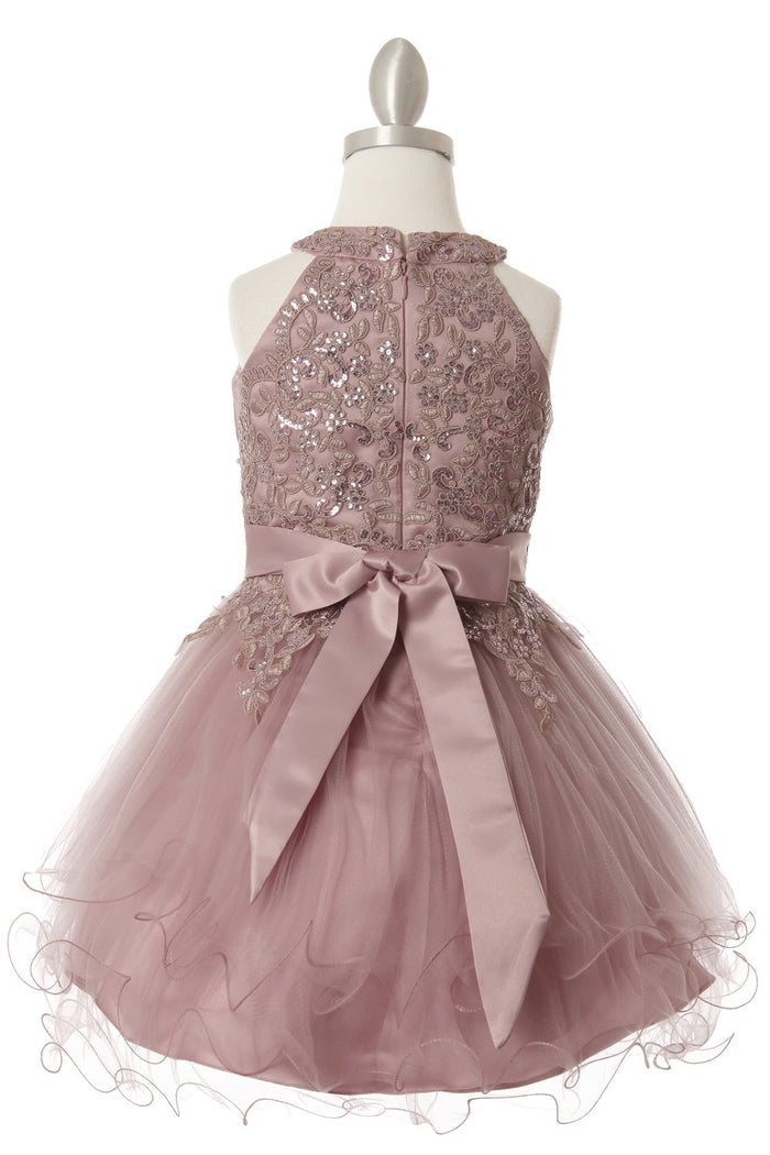 Halter Rhinestone Lace Girl Party Dress by Cinderella Couture USA AS5100