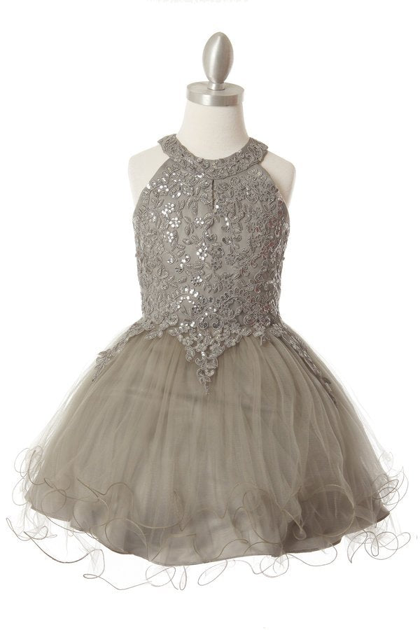 Halter Rhinestone Lace Girl Party Dress by Cinderella Couture USA AS5100