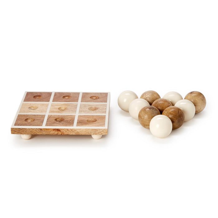Hand-Crafted Footed Tic-Tac-Toe Game with Round Balls